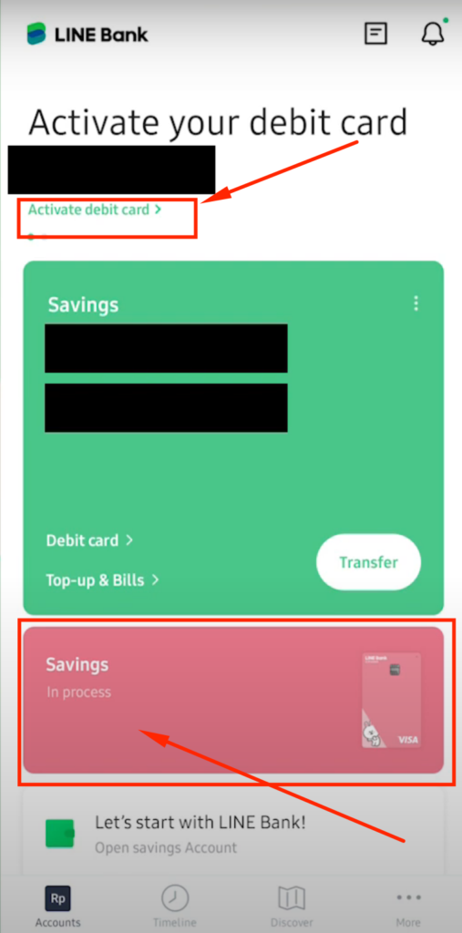 Aktivasi LINE Bank Debit Card via Aplikasi