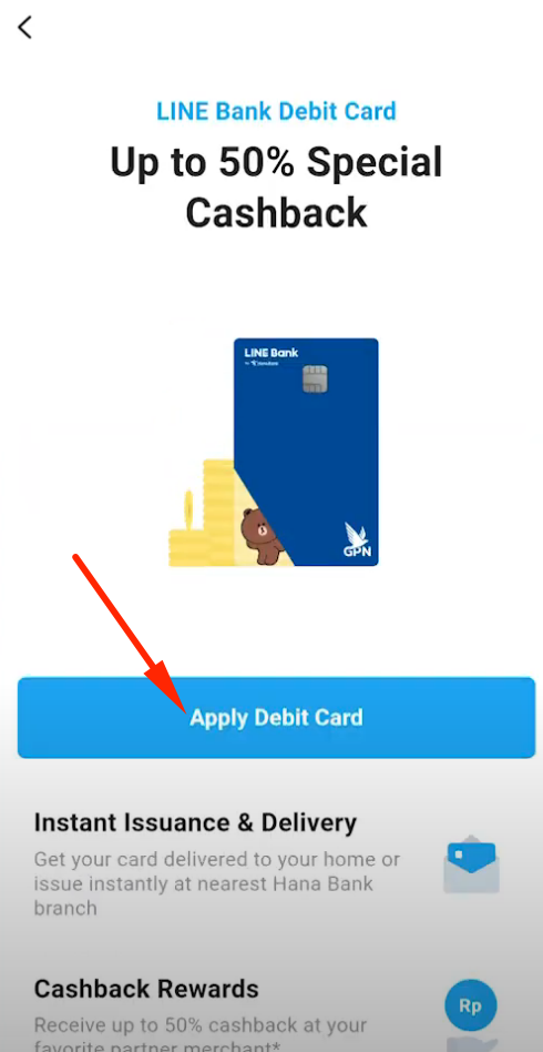 Apply Debit Card LINE Bank