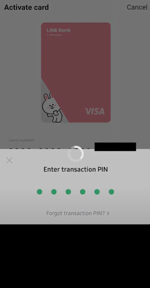 Memasukkan PIN Transaksi LINE Bank
